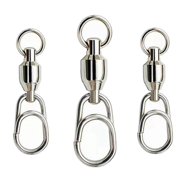 facefd Ball Bearing Fishing Swivel with Snap Clip Stainless Steel Connector Tackle 5