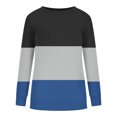 thumbnail image 4 of EQWLJWE Long Sleeve Shirts for Women Button Up Women Casual Patchwork Printed Round Neck Long Sleeve Pullover Blouse Sweatshirt Tops Fall Clothes for Women, 4 of 5