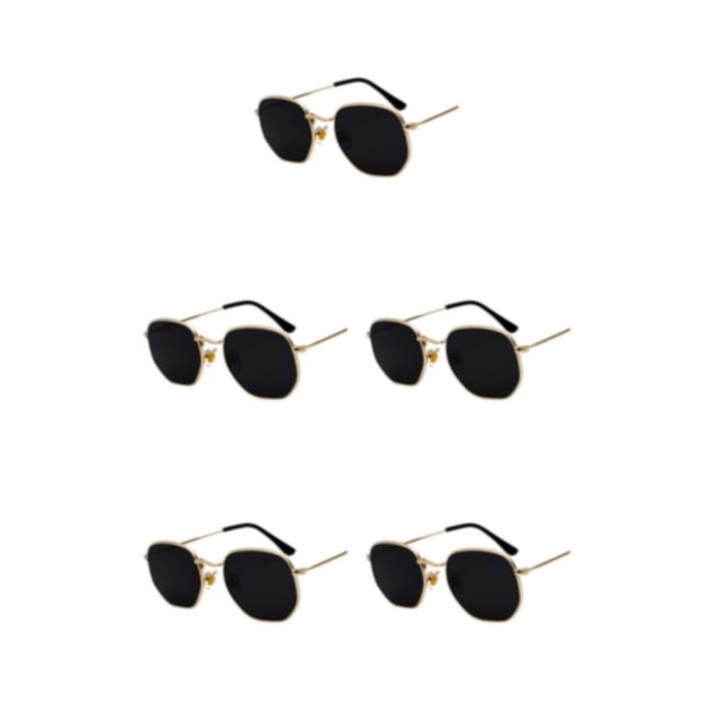 kurtrusly Lightweight Frame Unisex Hexagonal For Men And Women Materials gold black gray C2 5Set