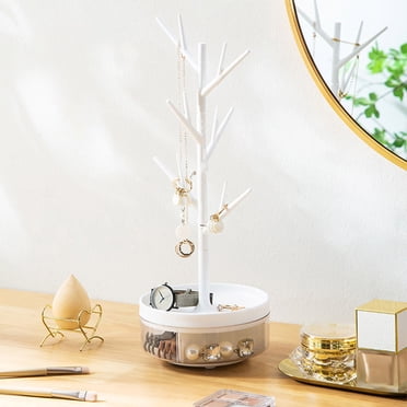 SuoKom Jewelry Organizer Stand, Necklace Organizer Holder Tree, Jewelry Earring Display Towers, Long Necklaces Bracelets Jewelry Storage Rack for Dresser Bathroom Van