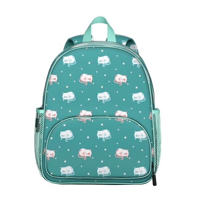 Boho Cat Aesthetic Student Backpack – Hand-Drawn Cat Graphic With Floral Cat Design And Minimalist Abstract Cat Art