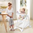 thumbnail image 2 of Costway Baby Convertible Folding Adjustable High Chair w/Wheel Tray Storage Basket Beige, 2 of 6