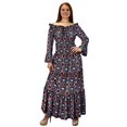 thumbnail image 1 of Peach Couture Robe Maxi Renaissance à Taille Smockée Manches 3/4 Gypsy Boho Bleu Marine Rouge, Large, 1 of 1