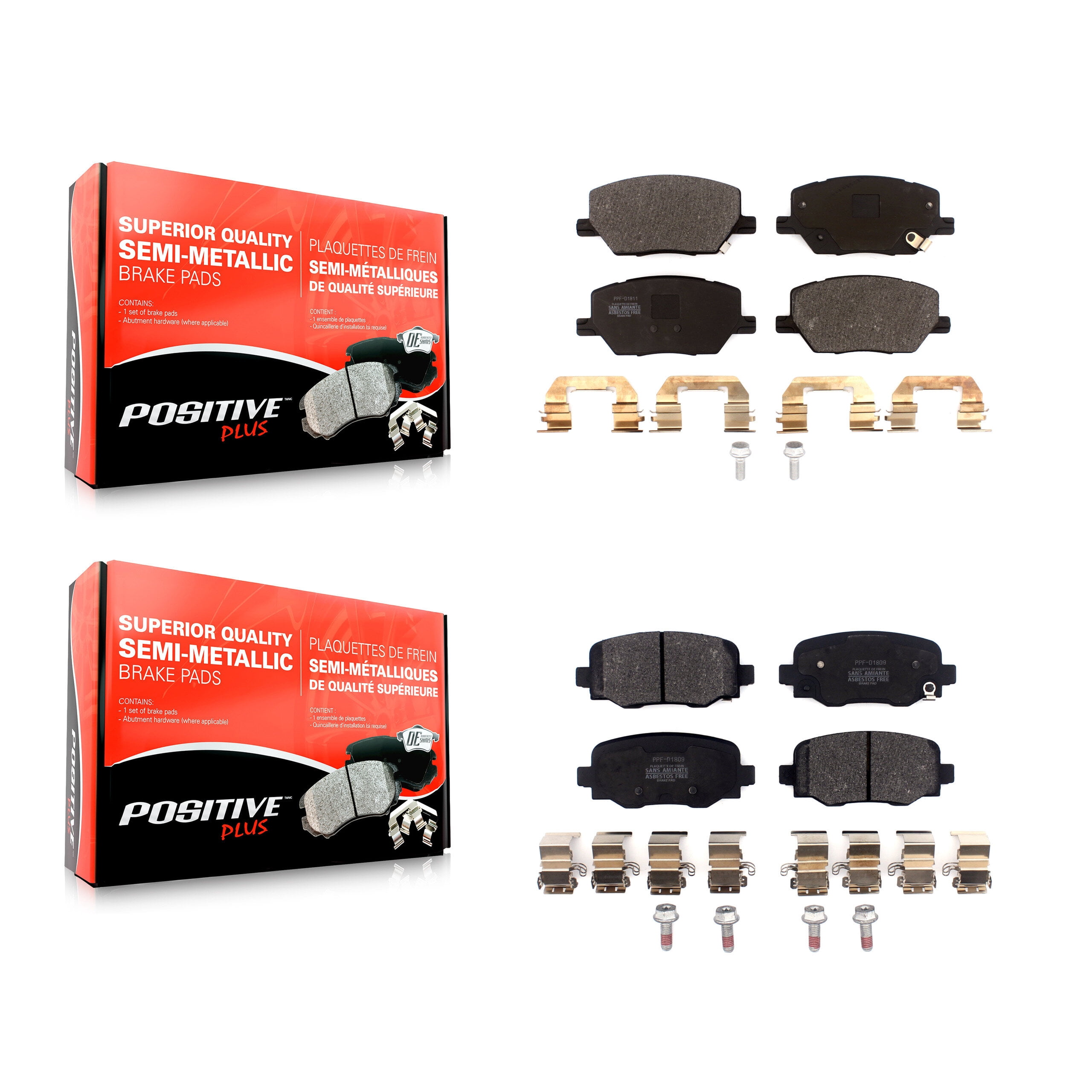 Positive Plus Front Rear Semi-Metallic Brake Pads Kit for Car Jeep Renegade Dodge Hornet Fiat 500X KPF-100483