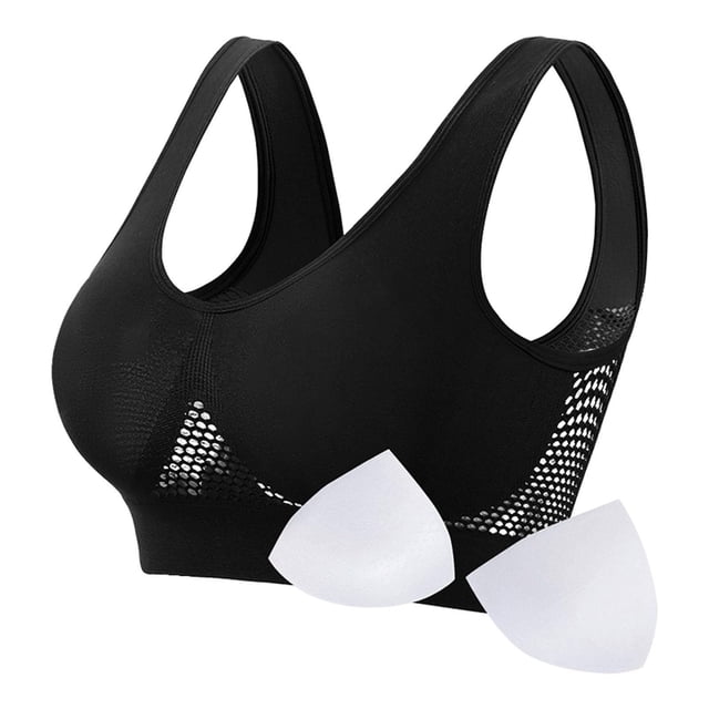 Timegard 3pc Sports Bras for Women Plus Size High Support Wireless Breathable Mesh Workout Running Bras