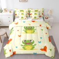 thumbnail image 1 of YST Frog Comforter Set Bed In A Bag, Cartoon Frog Butterfly Decor, Polyester, Queen Size (7 Count), 1 of 4