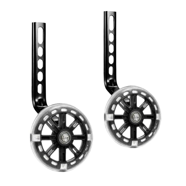Flashing 12-20in Kids Training Side Wheels Auxiliary Black