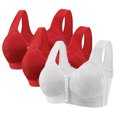 thumbnail image 1 of Yanlir 3PCS Bras for Women's No Underwire Wireless Bras Front Button Design Push Up Full Coverage Adjustable Straps U Shaped Back Comfortable Everyday Bra(White,L), 1 of 3