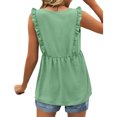 thumbnail image 4 of Timegard Tank Tops for Women Ruffle Sleeveless V Neck Tunic Tops Casual Summer Fashion Solid Color, 4 of 7
