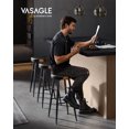 thumbnail image 2 of VASAGLE Echo Collection Bar Stools Set of 2, Kitchen Counter Stools, Breakfast Stools, Synthetic Leather with Stitching, 30-Inch Tall, Home Bar Dining Room, Easy Assembly, Ink Black, 2 of 5