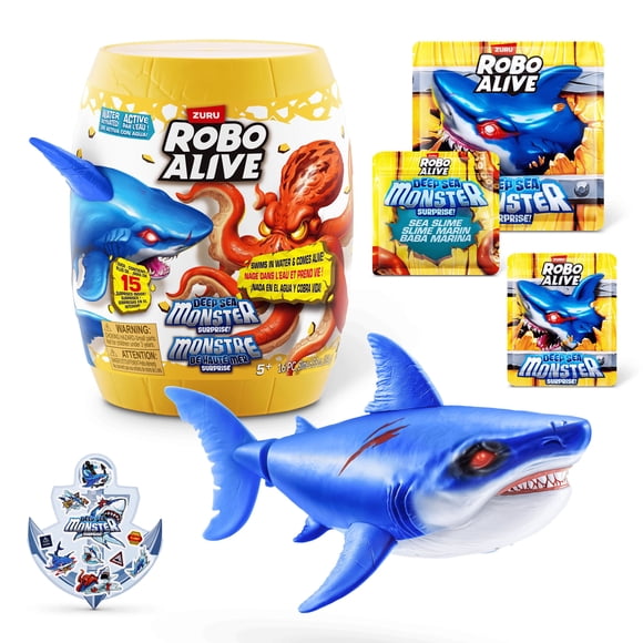 Robo Alive Deep Sea Monster Surprise (Shark) by ZURU, Surprise Unboxing and Electronic Animal Toy for Boys