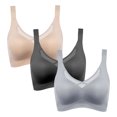 thumbnail image 4 of Kyusrd Plus Size Cut-Off Seamless Bra For Women'S 3Pcs Supportive Full Coverage Wireless Bralette Bra Adjustable Shoulder Straps Bra Soild Color Everyday Athletic Sport Bra, 4 of 9