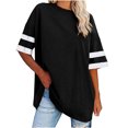 thumbnail image 1 of Chandails à Manches Courtes pour Femmes T-Shirts Surdimensionnés pour Femmes T-Shirts Amples Demi-Manches Col Rond Hauts Color Block Tuniques T-Shirts Surdimensionnés pour Femmes Hauts à Demi-Manches pour Femmes, 1 of 6