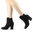 thumbnail image 1 of Unique Bargains Women's Round Toe Chunky Heel Zip Heeled Boots Ankle Booties, 1 of 7