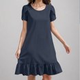 thumbnail image 5 of Liquidation d'Été 2025! Robe pour Femme Grande Taille, Liquidation de Robes d'Été pour Femmes, Robe d'Été pour Femme en Coton et Lin à Manches, Ourlet Volanté, Jupe Longue, 5 of 5