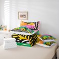 thumbnail image 5 of YST Ensemble Douillette 7 Pcs Tropical Palm Tree Simple Aquarelle Soleil Ensemble de Draps avec Douillette Hippie Graffiti Ensembles de Literie Rustique Rayures Colorées Lit en Sac, Noir Jaune Rose, 5 of 5