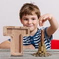 thumbnail image 3 of Agiferg Personalized Wooden Name Money Box Wooden Deposit Box Twenty Six English Letters, 3 of 6