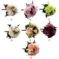thumbnail image 3 of Xingzhi Artificial Flowers Bouquet Fake Hydrangea Heads Realistic Roses Party Home Decorative Table Wedding Display Decoration White, 3 of 6