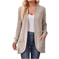 thumbnail image 1 of Yuyuzo Womens Cardigan Long Sleeve Open Front Ribbed Knit Tops Fall Casual Outwear Solid Color with Pockets, 1 of 6