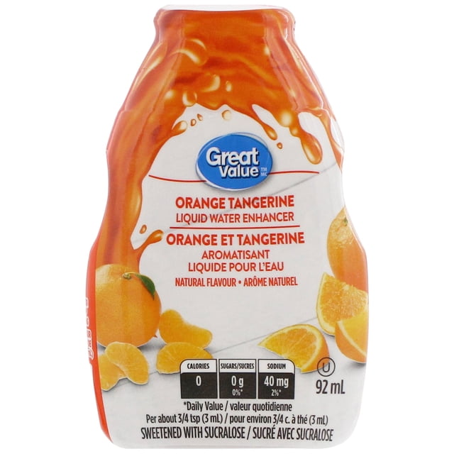 Great Value Orange Tangerine Value Size Liquid Water Enhancer 92ML