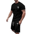 thumbnail image 2 of Men's Summer Tracksuit Three Piece Suit Plus Size Short Sleeve Fashion Suits O Neck athletic Suit Men Suits Classic Casual Color Block Drawstring 36S Suit Waist Tracksuit Set, 2 of 6