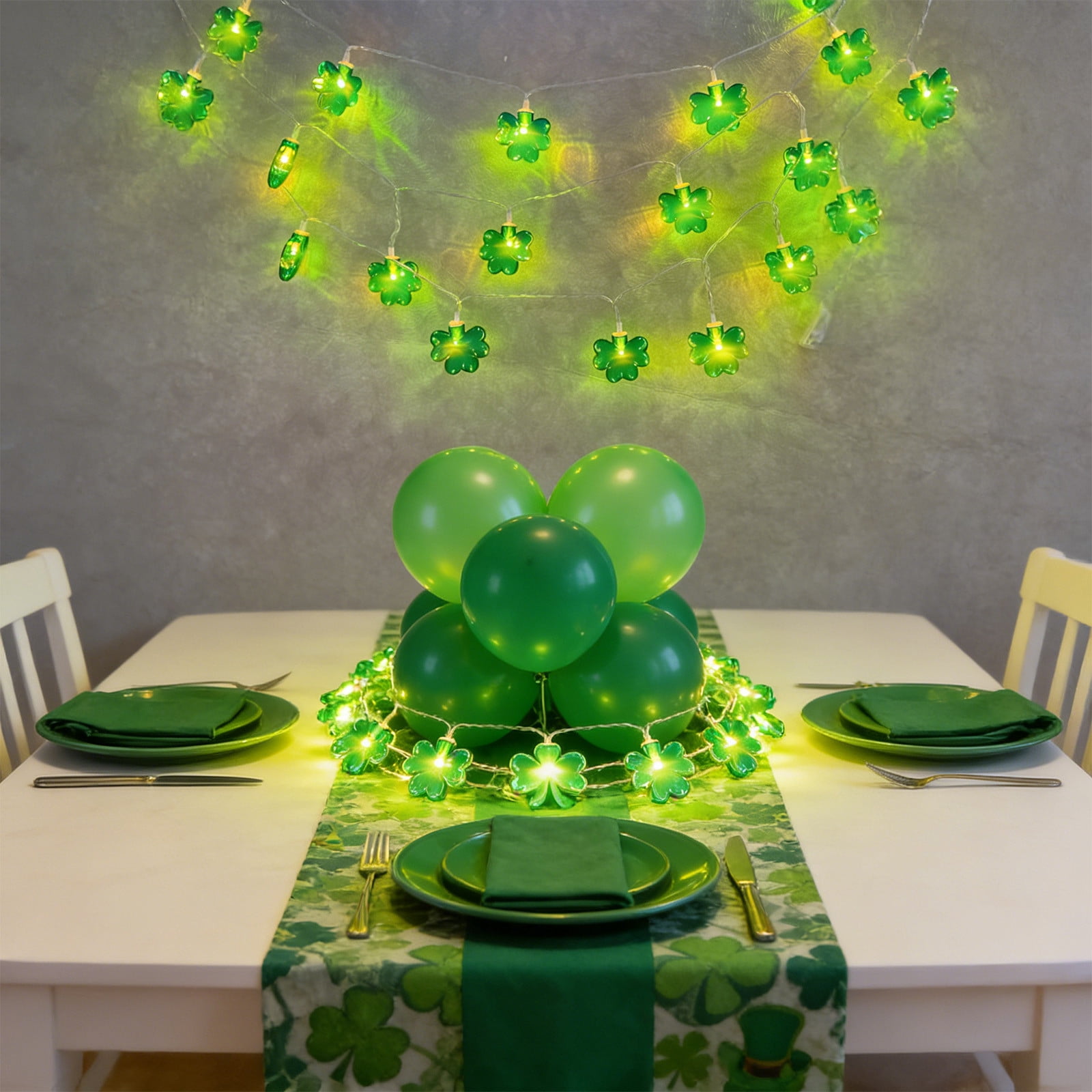 Fwttom Irish Festival LED String Lights with Shamrocks St. Patrick's Day Party Decorations and Atmospheric Lighting