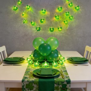 Fwttom Irish Festival LED String Lights with Shamrocks St. Patrick's Day Party Decorations and Atmospheric Lighting