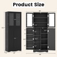 thumbnail image 3 of Costway 63.5" Tall Kitchen Pantry Storage Cabinet with Glass Door Storage Shelves Black, 3 of 10