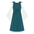 thumbnail image 4 of Xnihocha Robe Médiévale Renaissance Rétro pour Filles, Manches Longues Évasées, Lacets, Vert 6, 4 of 7