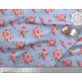 thumbnail image 3 of Soimoi Blue Cotton Voile Fabric Leaves & Ranunculus Floral Fabric Prints By Yard 56 Inch Wide, 3 of 3