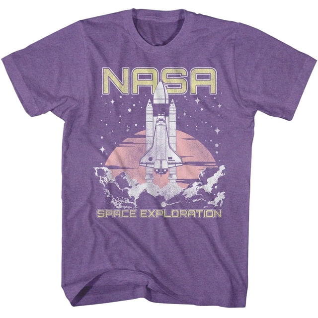 NASA Lift Off Space Exploration Purple Heather Adult T-Shirt M