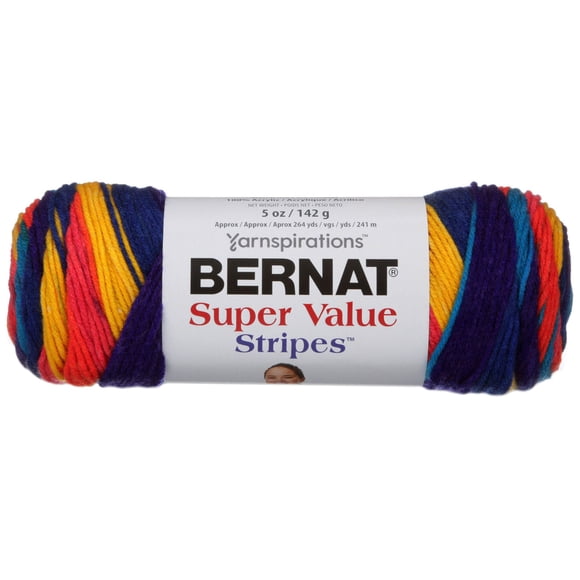 "Bernat® Fil Super Value Stripes™, Acrylique #4 Moyen, 5oz/142g, 264 Yards"