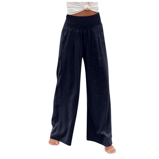 EQWLJWE Pantalon pour Femmes Pantalon Ample à Jambe Grand pour Femmes Taille Haute Pantalon Droit Pantalon Décontracté