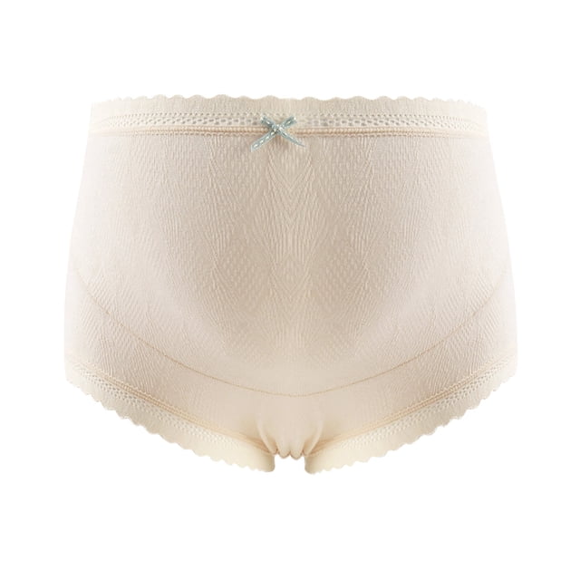 Ladies Comfortable Prenatal Solid Color Large Size Short High Waist Lace Abdominal Maternity Panties Underwear