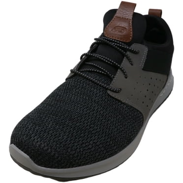 Skechers pour Hommes Delson - Camben Oxford en Maille Noir / Gris à Tige Basse 11M
