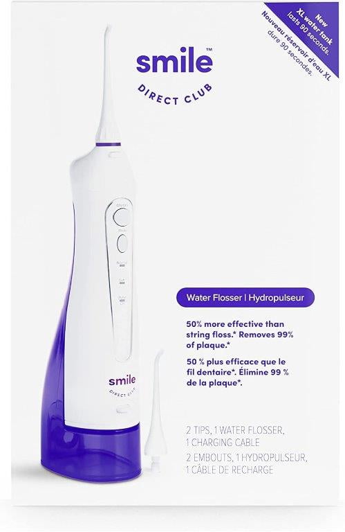 SmileDirectClub Premium Edition Water Flosser - XL Water Reservoir with 2 Nozzles, Waterproof and Cordless Design, 3 Pressure Modes - Removes 99% of Plaque