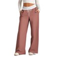 thumbnail image 1 of Pants for Women, Womens Fashionable Striped Printed Drawstring Wide Leg Pants, 1 of 4