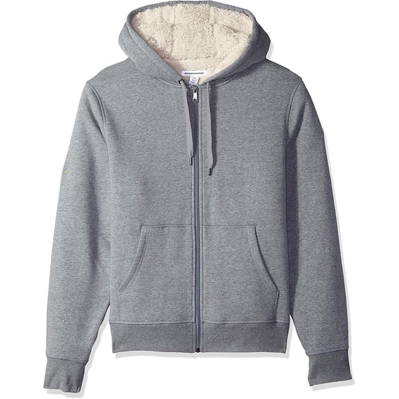 Heavyweight Lined Zip Up Hoodie for Men, Fleece Full Zip Hooded Sweatshirt with Sherpa Lining