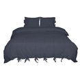 thumbnail image 1 of Washed Cotton Bedding Set Comforter Duvet Cover Pillowcase Navy Blue King, 1 of 1