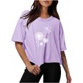 thumbnail image 1 of Blouses for Women Drop Shoulder Round Neck Oversized Crop Tops Workout Tops Tees, 1 of 1