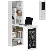 HOMCOM Convertible Desk with Blackboard & Shelf Multi-Function Table, White