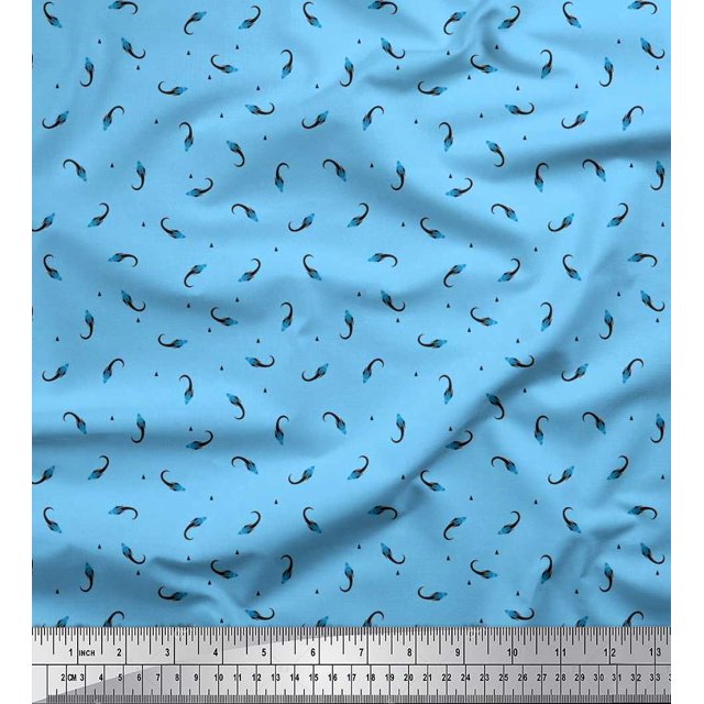 Soimoi Velvet Fabric Triangle & Rocket Cartoon Print Fabric by Yard 58 Inch Wide