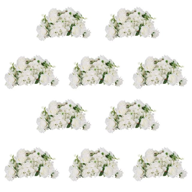 CHOK Artificial Flower Kissing Balls for Wedding Table Centerpieces 10Pcs 14.2 Large White Fake Roses Hydrangea Flower Arrangement