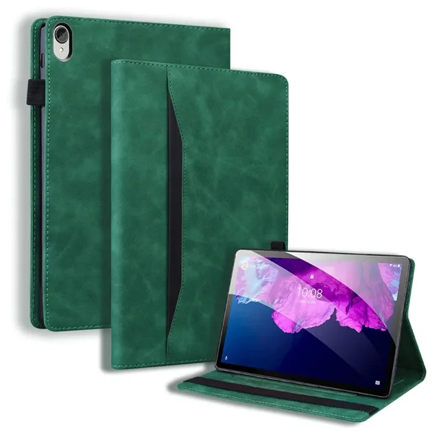 Pour Lenovo P11 Étui en Cuir de Luxe à Rabat pour Funda Lenovo Tab P11 To-J606F L Étui pour Tablette pour Lenovo Xiaoxin Pad P11 Plus Vert Tab P11 To-J606F L