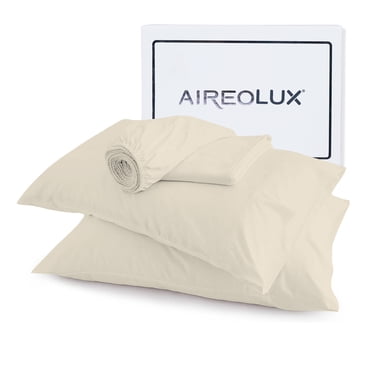 100% Cotton Bed sheets, Deep Pocket, Wrinkle Resistant, Soft & Smooth Sateen 3-Piece, Twin Fresh Ivory by Aireolux
