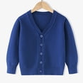 thumbnail image 2 of Tranfacy Long Sleeve Shirts for Girls, Fall Tops, Children Long Sleeve Fleece Knitted Cardigan Solid Color V-Neck Sweater Button Shirts, 2 of 6