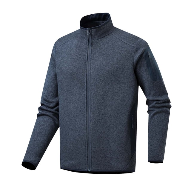 Lovzfmll Chandail à Capuchon Polartec pour Homme, Haute Élasticité, Fermeture Éclair, Poche, Chaud, Course, Bleu Foncé, m