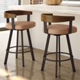 thumbnail image 3 of Amisco Lars 25.5" Faux Leather Swivel Counter Stool in Caramel/Dark Brown, 3 of 3