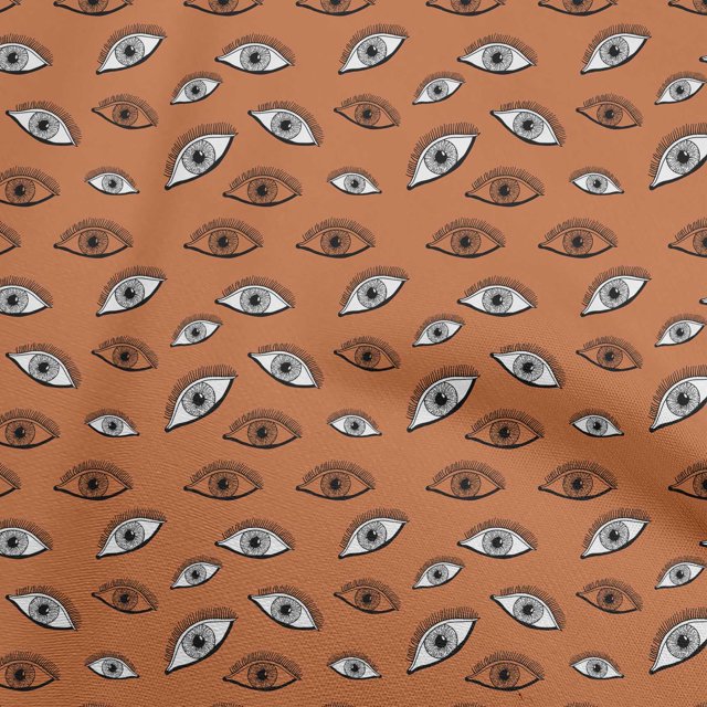 oneOone Cotton Flex Rust Brown Fabric Eye Print Sewing Craft Projects Fabric Prints By Yard 40 Inch Wide