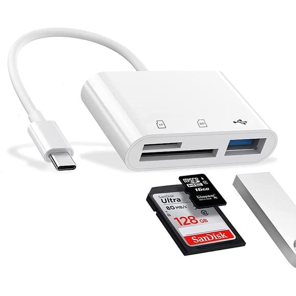 USB C to SD Card Reader, Micro SD Memory Card Reader, Type C to SD Card Reader Adapter 2TB Capacity for MacBook Camera Android Windows Linux and Other Type C Device-White